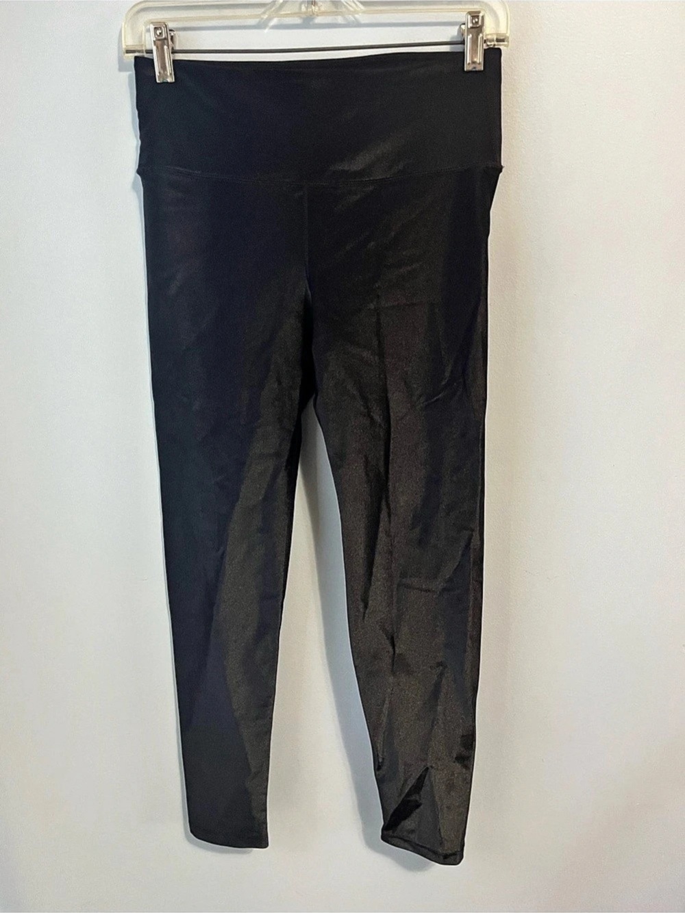 NOLI Liquid Black Gloss Leggings High Rise Shimmer Brazilian Fabric Size M
